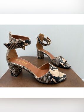 PARIS TEXAS Embossed Leather Snake Print Ankle Strap Sandal $425